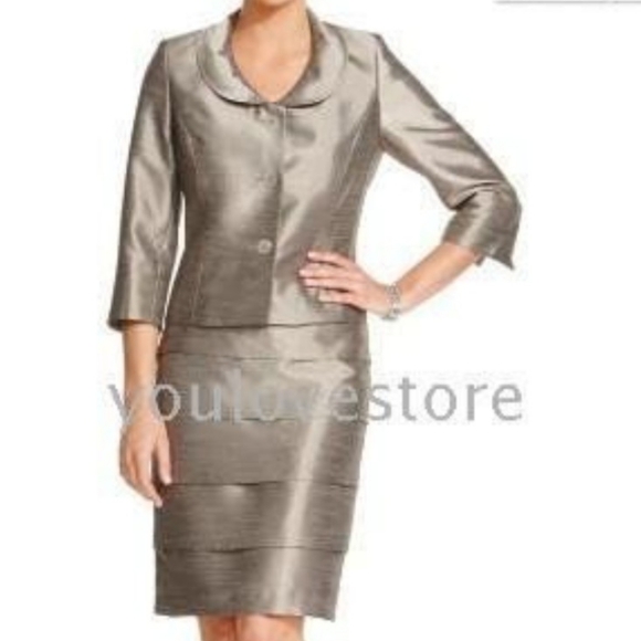Kasper Dresses & Skirts - Kasper Metallic Silver Skirt Suit